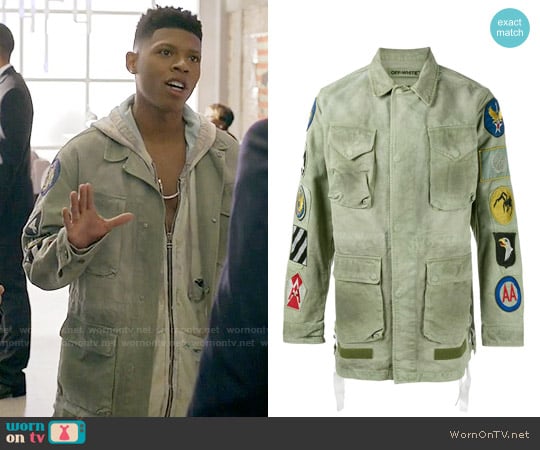 Off White Patch Embellished Field Jacket worn by Hakeem Lyon (Bryshere Y. Gray) on Empire