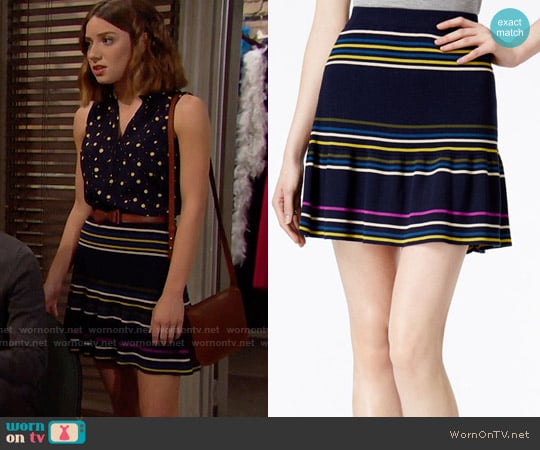 RACHEL Rachel Roy Striped Flared Skirt worn by Coco Spectra (Courtney Grosbeck) on The Bold and the Beautiful