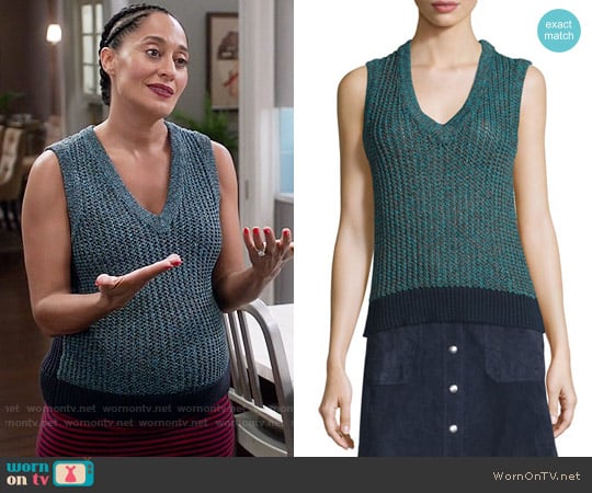 Rag & Bone Carmen Colorblock Cable-Knit Tank worn by Rainbow Johnson (Tracee Ellis Ross) on Black-ish