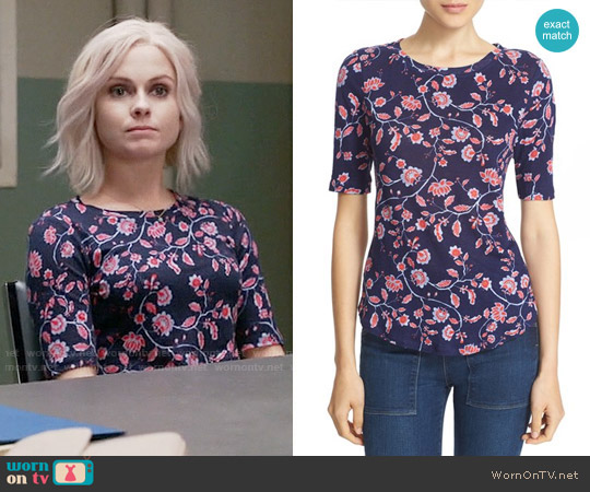 Rebecca Taylor Kyoto Floral Print Linen Knit Tee worn by Liv Moore (Rose McIver) on iZombie