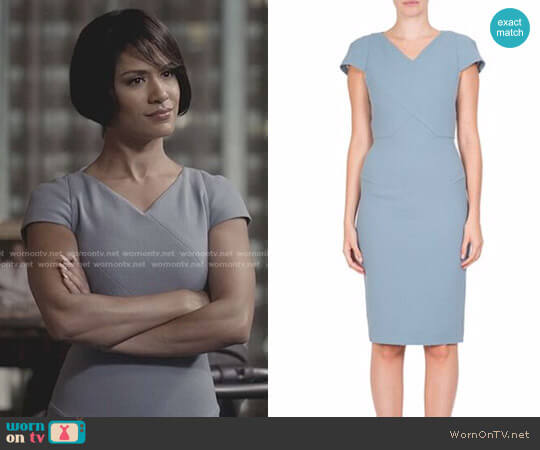 Roland Mouret Tournay Dress in Light Slate worn by Anika Calhoun (Grace Gealey) on Empire