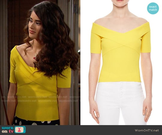Sandro Galina Off-The-Shoulder Sweater worn by Darlita (Danube Hermosillo) on The Bold and the Beautiful