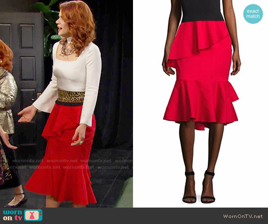 Scripted Tiered Ruffle Midi Skirt worn by Sally Spectra (Courtney Hope) on The Bold and the Beautiful