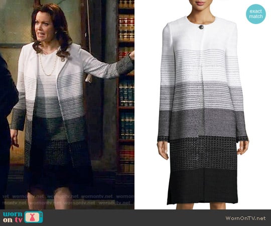 St John Collection Linear Degrade Knit Jewel-Neck Topper worn by Mellie Grant (Bellamy Young) on Scandal