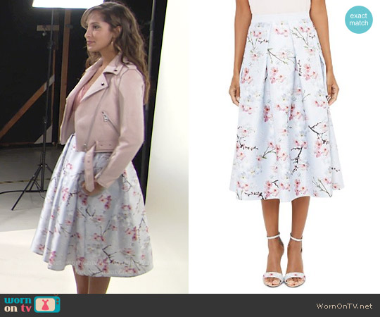 Ted Baker Floral-Printed Midi Skirt worn by Lily Winters (Christel Khalil) on The Young and the Restless