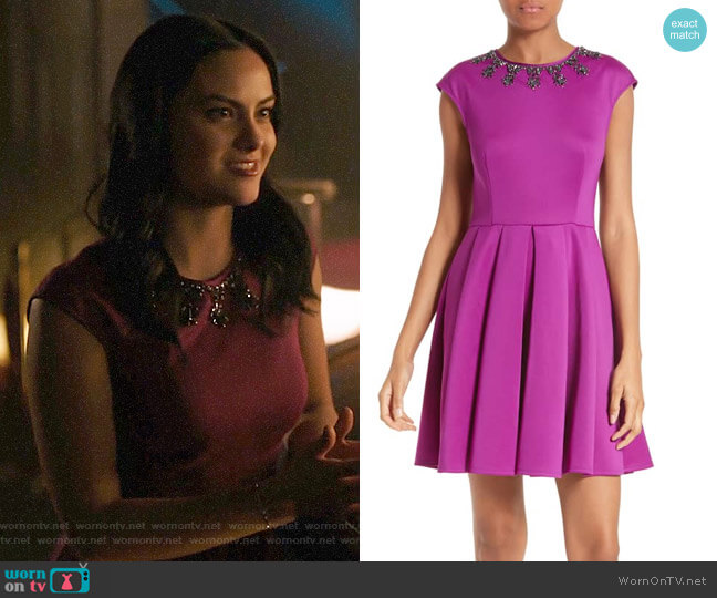 Ted Baker Jadore Embellished Fit & Flare Dress worn by Veronica Lodge (Camila Mendes) on Riverdale