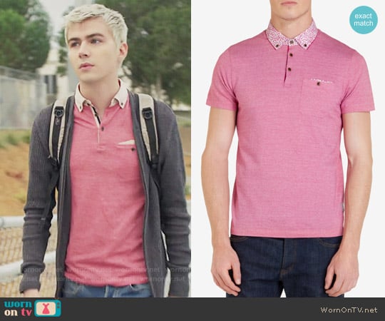 Ted Baker Skylaar Polo Shirt in Pink worn by Alex Standall (Miles Heizer) on 13 Reasons Why
