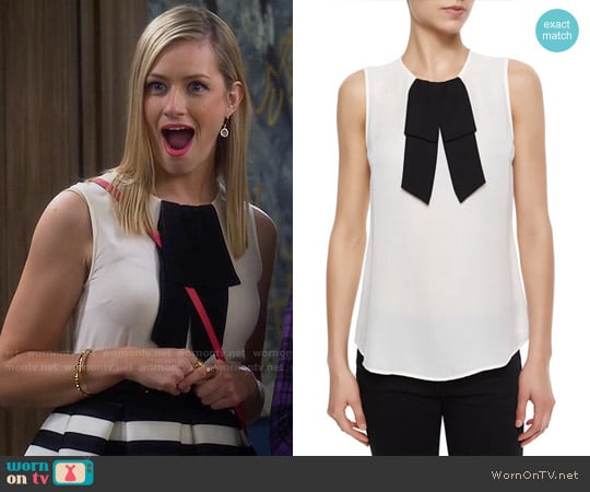 Theory Turnia Top worn by Caroline Channing (Beth Behrs) on 2 Broke Girls