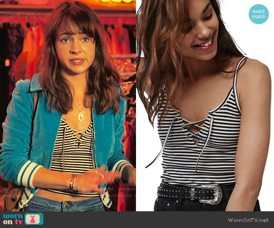 Topshop Tie Detail Crop Camisole worn by Sophia Marlowe (Britt Robertson) on Girlboss