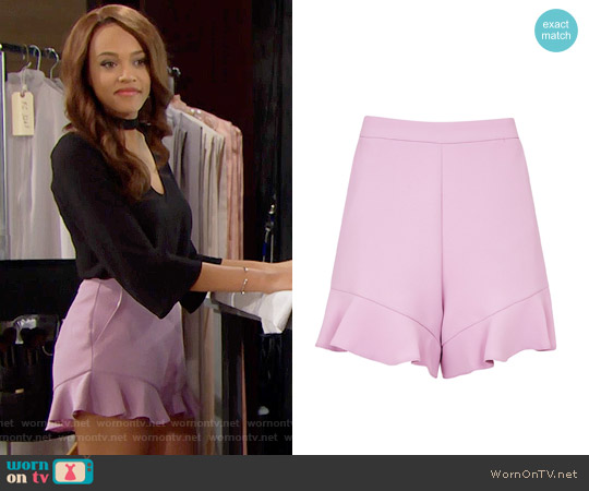 Topshop Frill Hem Shorts worn by Nicole Avant (Reign Edwards) on The Bold and the Beautiful