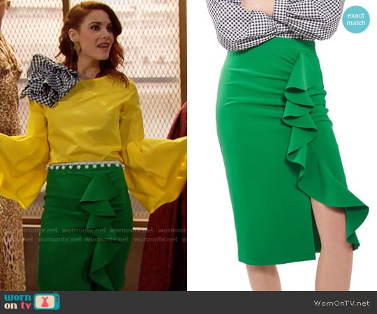 Topshop Ruffle Pencil Skirt worn by Sally Spectra (Courtney Hope) on The Bold and the Beautiful