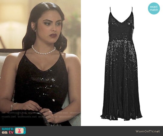 Topshop Sequin Pleated Dress worn by Veronica Lodge (Camila Mendes) on Riverdale