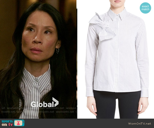 Victoria, Victoria Beckham Knot Stripe Shirt worn by Joan Watson (Lucy Liu) on Elementary