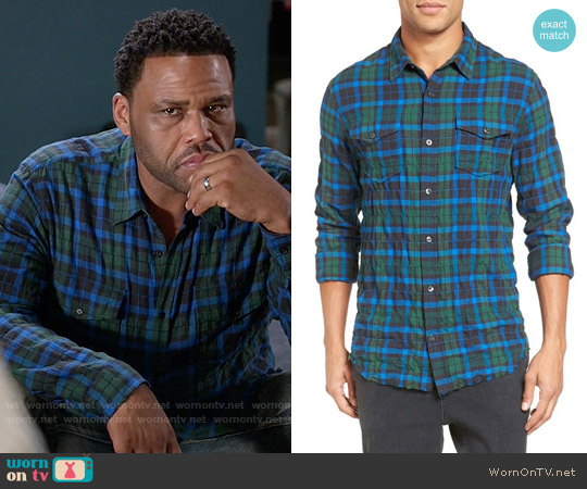 Vince Distressed Plaid Shirt worn by Andre Johnson (Anthony Anderson) on Black-ish