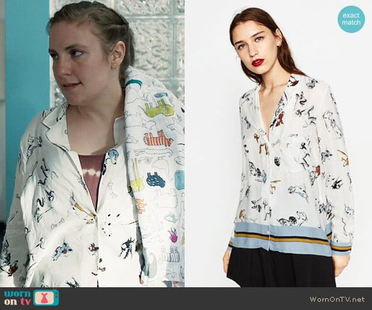 Zara Printed Shirt worn by Hannah Horvath (Lena Dunham) on Girls