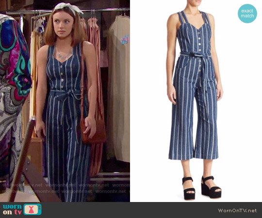 7 for all Mankind Striped Denim Jumpsuit worn by Coco Spectra (Courtney Grosbeck) on The Bold and the Beautiful
