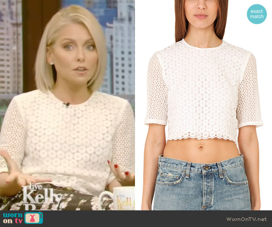 A.L.C. Fremont Eyelet Crop Top worn by Kelly Ripa on Live with Kelly and Mark