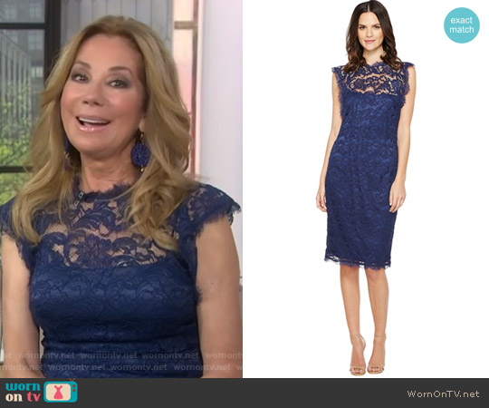 Adrianna Papell Nouveau Scroll Lace Cocktail Dress worn by Kathie Lee Gifford on Today