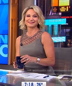 Amy’s grey embroidered panel dress on Good Morning America