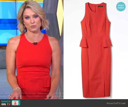 Banana Republic Bi-Stretch Side-Peplum Sheath worn by Amy Robach on Good Morning America