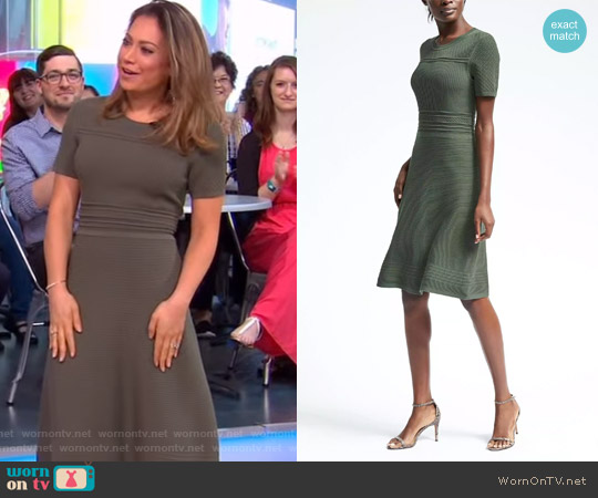 Banana Republic Fit and Flare Sweater Dress worn by Ginger Zee on Good Morning America