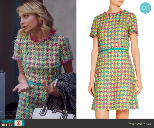 Moschino Fringed Bouclé-Tweed Mini Dress worn by Portia Scott-Griffith (Nicole Richie) on Great News