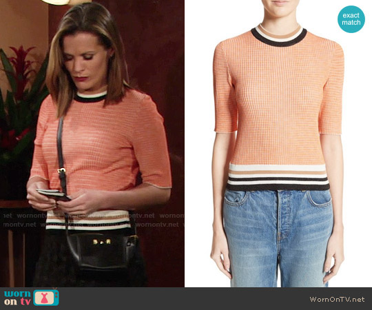 Carven Stripe Trim Sweater worn by Chelsea Lawson (Melissa Claire Egan) on The Young and the Restless