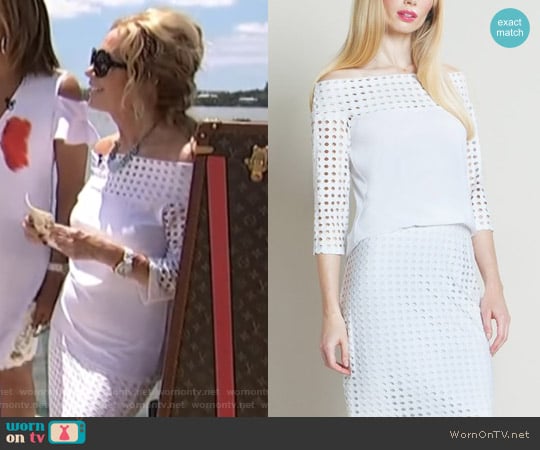 Clara Sunwoo Off Shoulder Perforated Top worn by Kathie Lee Gifford on Today