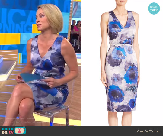 David Meister Floral Printed Sheath Dress worn by Amy Robach on Good Morning America