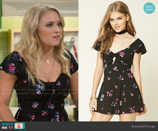Forever 21 Sweetheart Floral Romper worn by Gabi Diamond (Emily Osment) on Young and Hungry