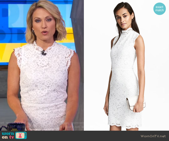 H&M Lace Dress with Cap Sleeves worn by Amy Robach on Good Morning America