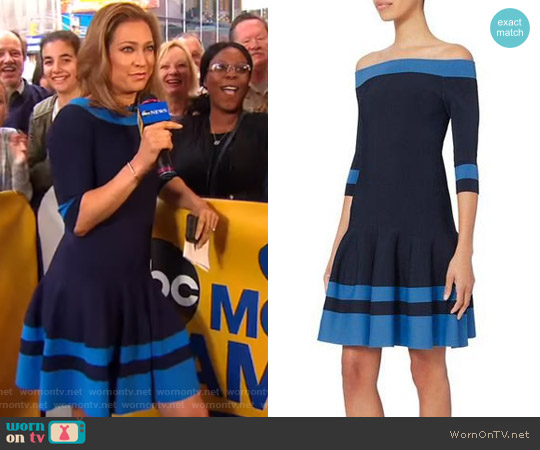 Jonathan Simkhai Off Shoulder Flare Dress worn by Ginger Zee on Good Morning America
