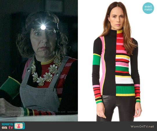 Kenzo Ribbed Colorblock Sweater worn by Carol Pilbasian (Kristen Schaal) on Last Man On Earth