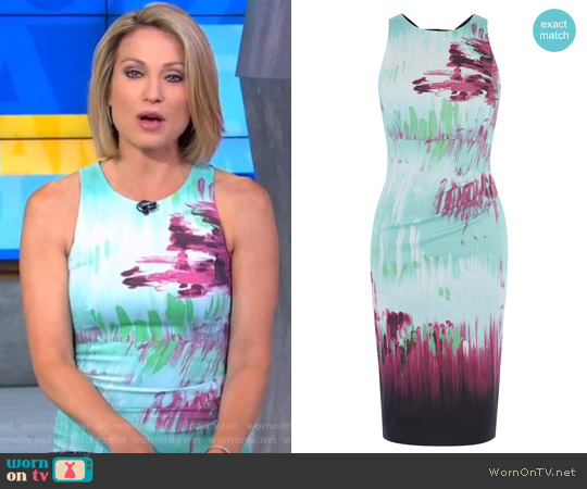 Karen Millen Brushstroke Stretch Pencil Dress worn by Amy Robach on Good Morning America