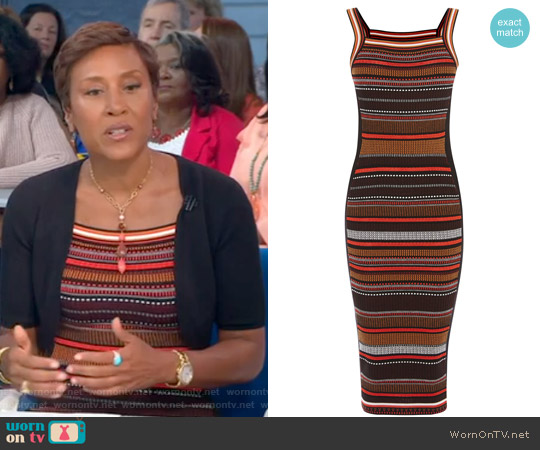Karen Millen Texture Stripe Knit Dress worn by Robin Roberts on Good Morning America