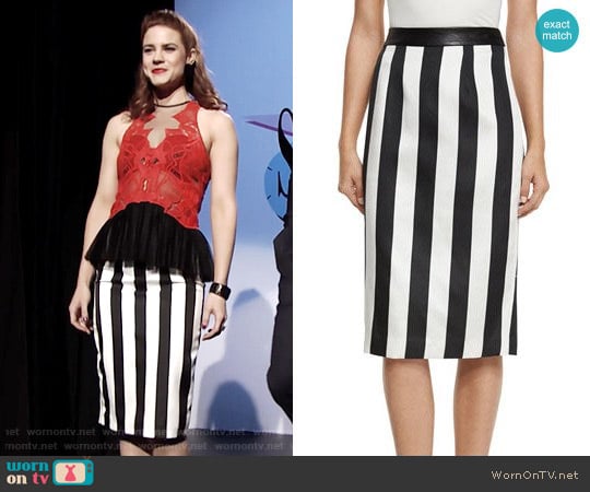 Kendall + Kylie Striped Leather-Trim Pencil Skirt worn by Sally Spectra (Courtney Hope) on The Bold and the Beautiful