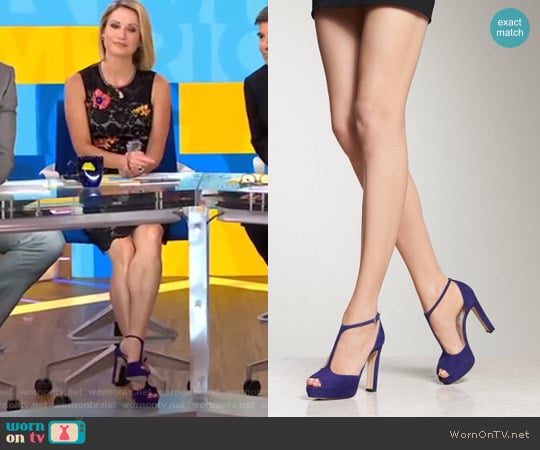 L.K. Bennett Baileigh Ultra Violet Suede Sandals worn by Amy Robach on Good Morning America