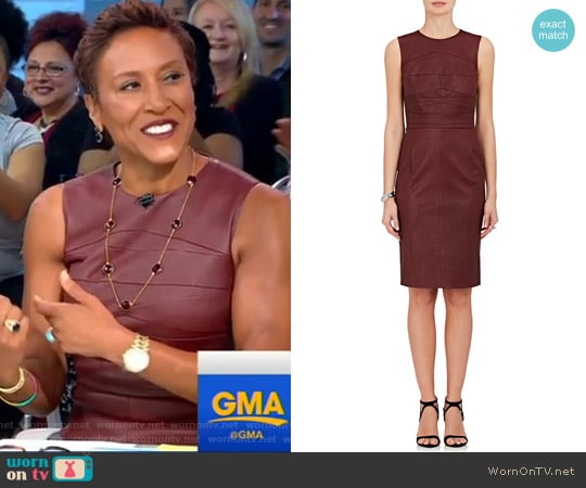 Narciso Rodriguez Leather Sleeveless Sheath Dress worn by Robin Roberts on Good Morning America