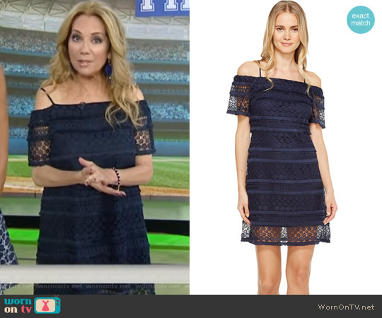 Tahari ASL Off Shoulder Lace Shift Dress worn by Kathie Lee Gifford on Today