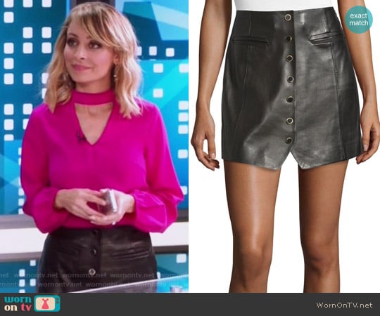 Rachel Zoe Danae Leather Button-Front Miniskirt worn by Portia Scott-Griffith (Nicole Richie) on Great News
