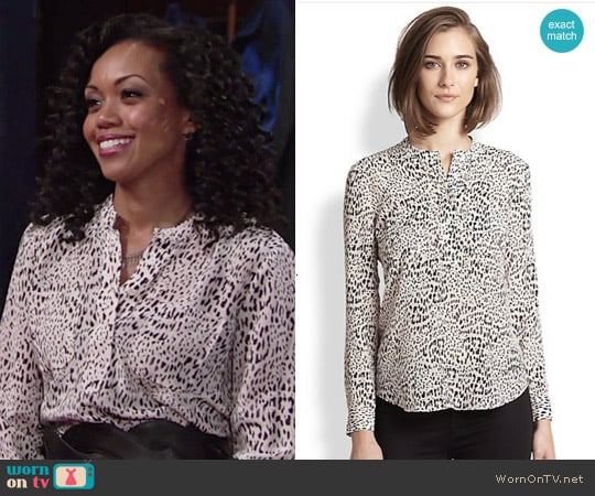 by Rebecca Taylor Silk Leopard-Print Blouse worn by Hilary Curtis (Mishael Morgan) on The Young and the Restless