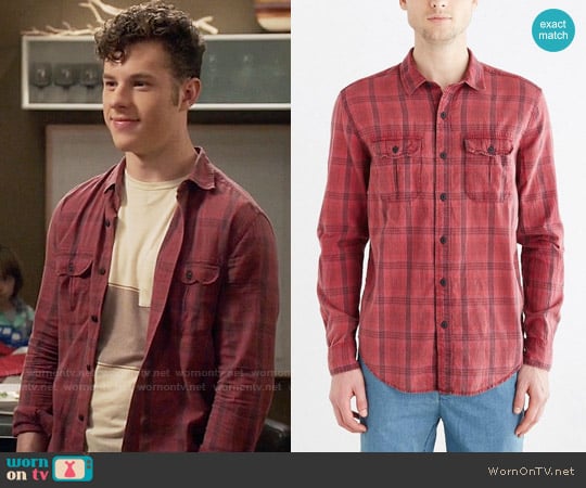Salt Valley Acid Washed Plaid Button-Down Workshirt worn by Luke Dunphy (Nolan Gould) on Modern Family