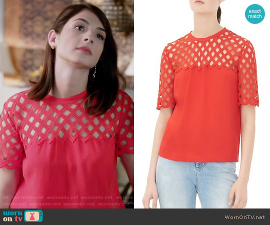 Sandro Edge Lattice Top worn by Alexis Gleen (Niki Koss) on Famous in Love