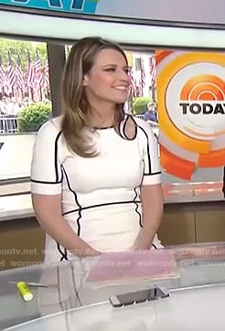 Savannah’s white keyhole dress with black trim on Today