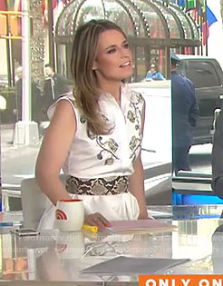 Savannah’s white embroidered shirtdress on Today