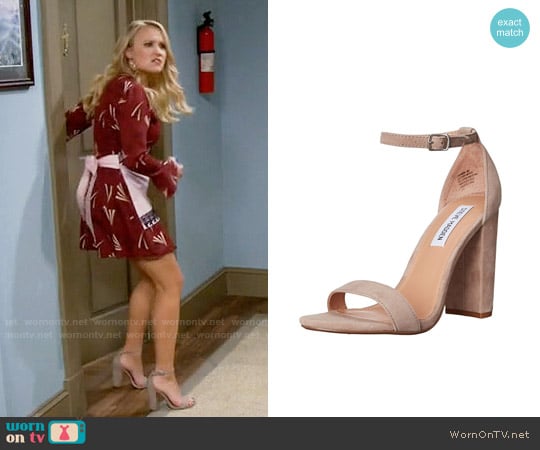 Steve Madden Carrson Sandal in Taupe Suede worn by Gabi Diamond (Emily Osment) on Young and Hungry