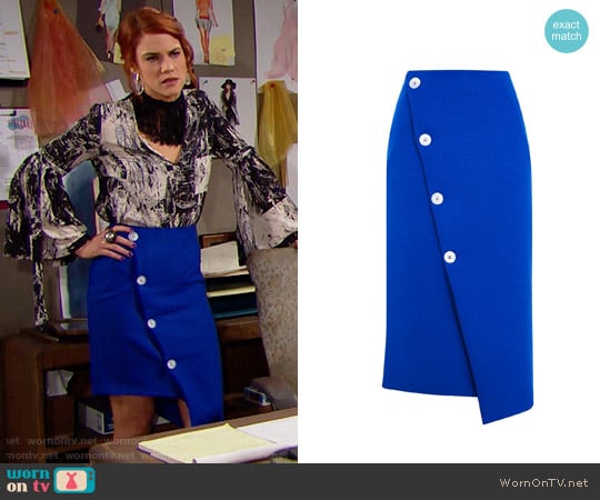 Topshop Statement Button Midi Skirt worn by Sally Spectra (Courtney Hope) on The Bold and the Beautiful