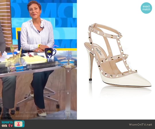 Valentino Ivory Patent Rockstud Cage Heels worn by Robin Roberts on Good Morning America