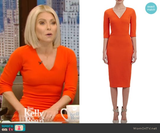 Victoria Beckham Faille Sheath Dress worn by Kelly Ripa on Live with Kelly and Mark