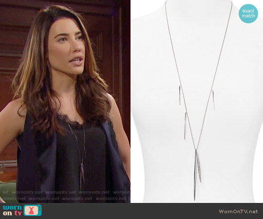 Alexis Bittar Crystal Encrusted Long Spear Necklace worn by Steffy Forrester (Jacqueline MacInnes Wood) on The Bold and the Beautiful